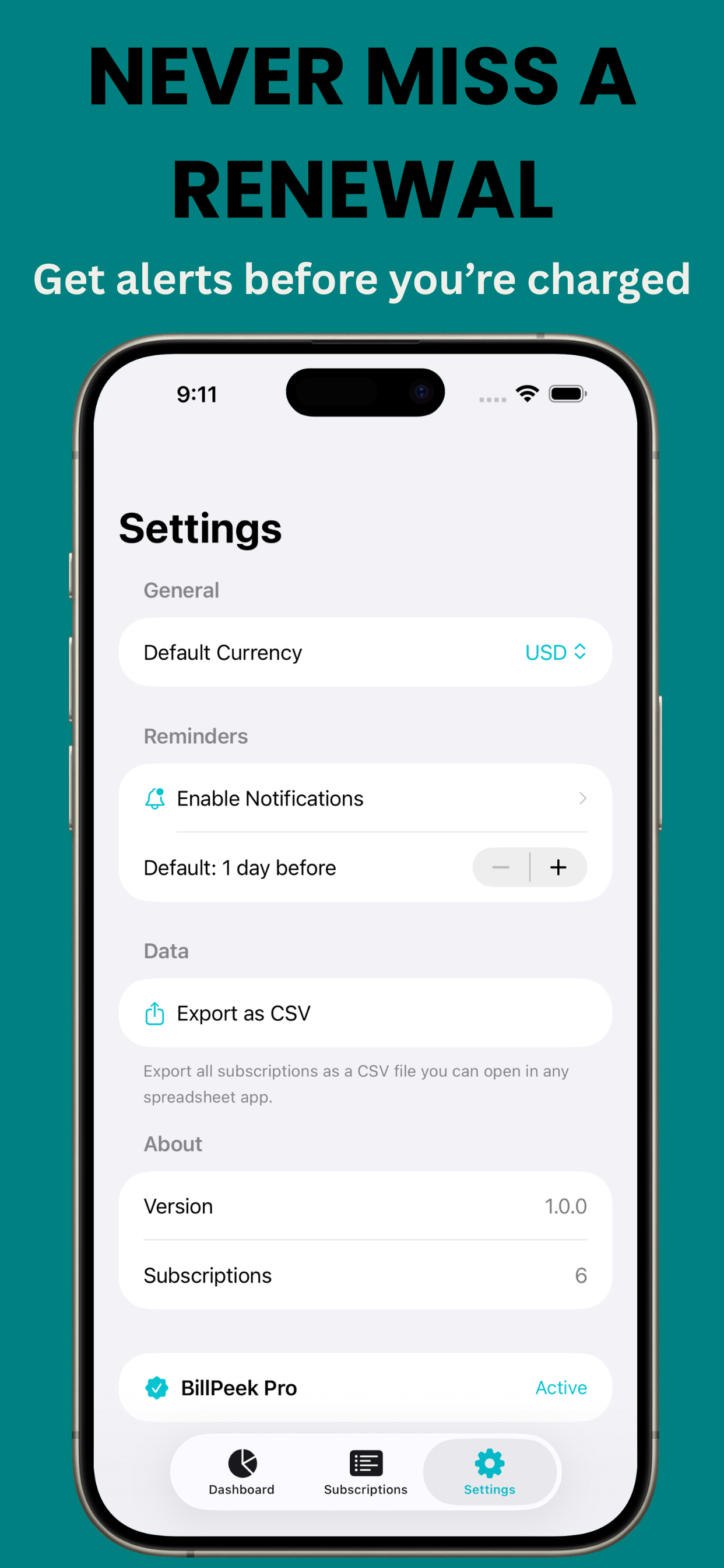 BillPeek : Subscription Tracker screenshot 2
