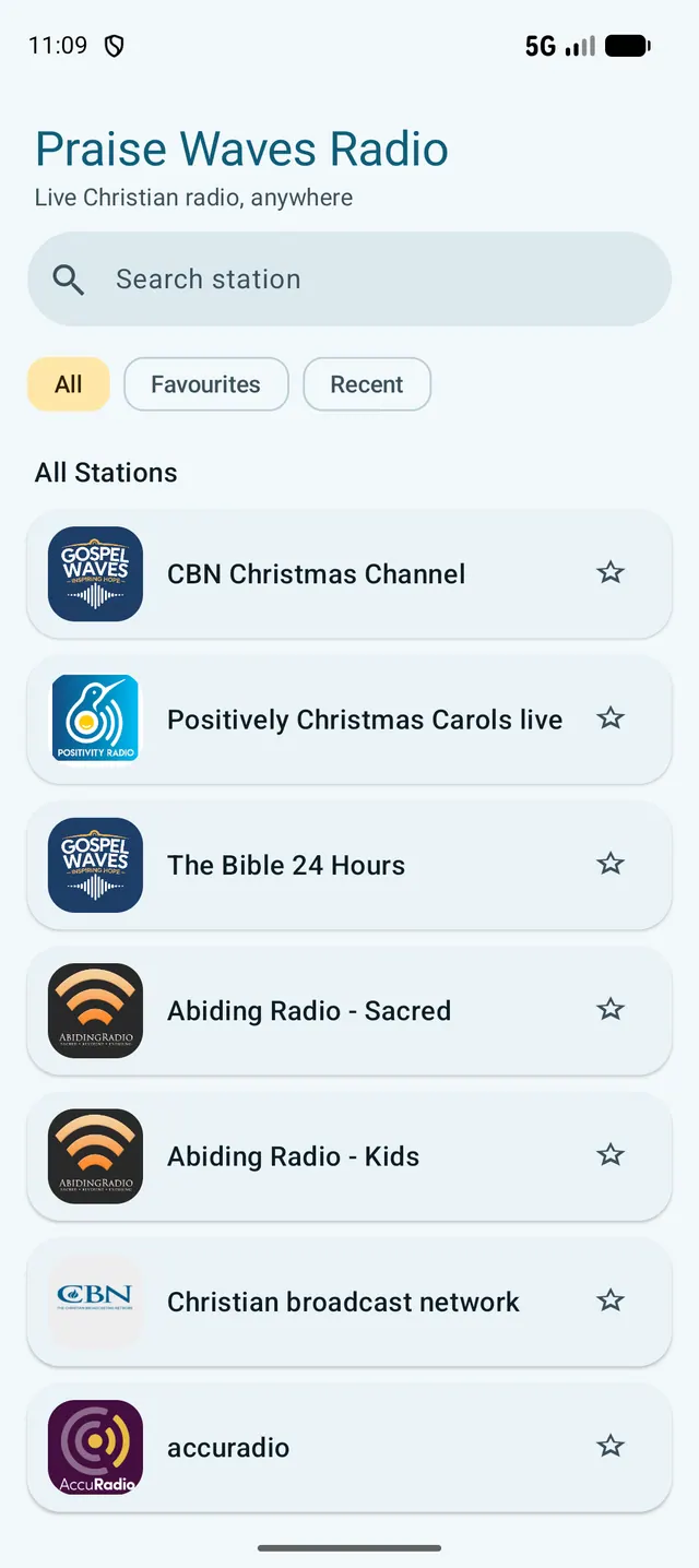 List of live Christian radio stations with search and filters